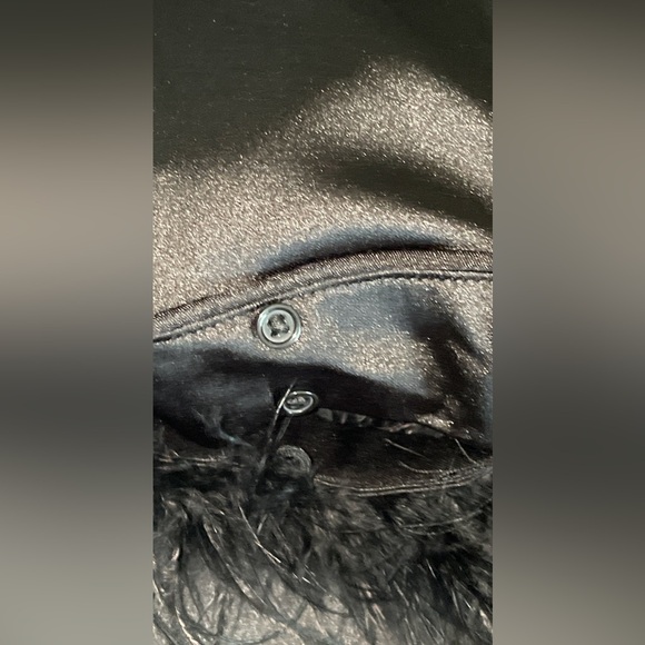 NWT Buddy Love Black Satin Large Pajama Set with Feather Cuffs - Picture 11 of 12